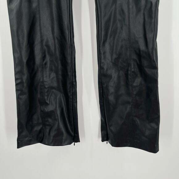ZARA Faux Leather Pants Size Large Black Zipper Flare Vegan Mob Wife Bootcut NWT - Picture 12 of 14